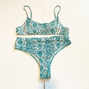 Shein Python snake print teal bikini size large